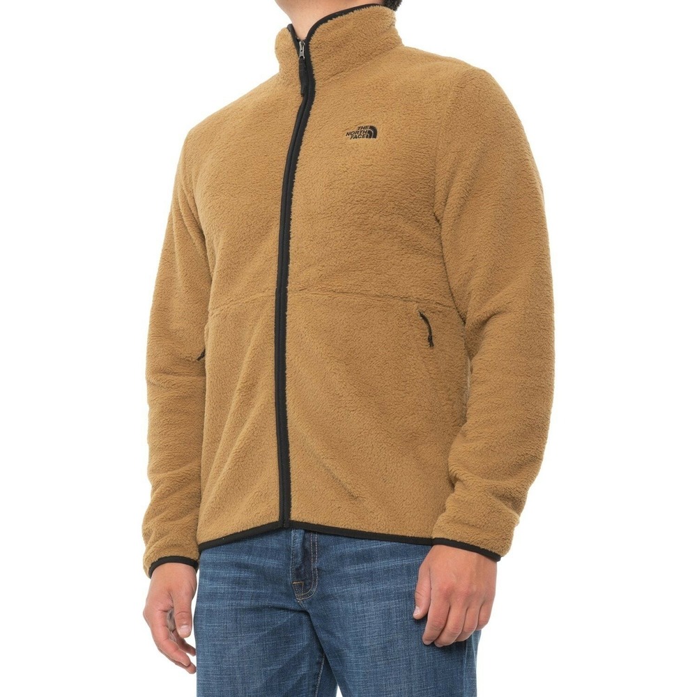 The North Face Mens XL Full Zip Sherpa Fleece Jacket Mustard Yellow Tan